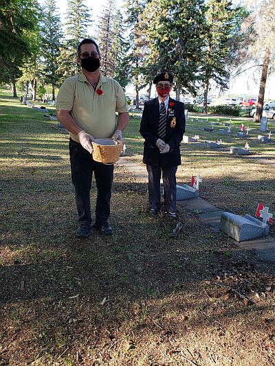 Several baskets of ashes were spread over Veterans' graves