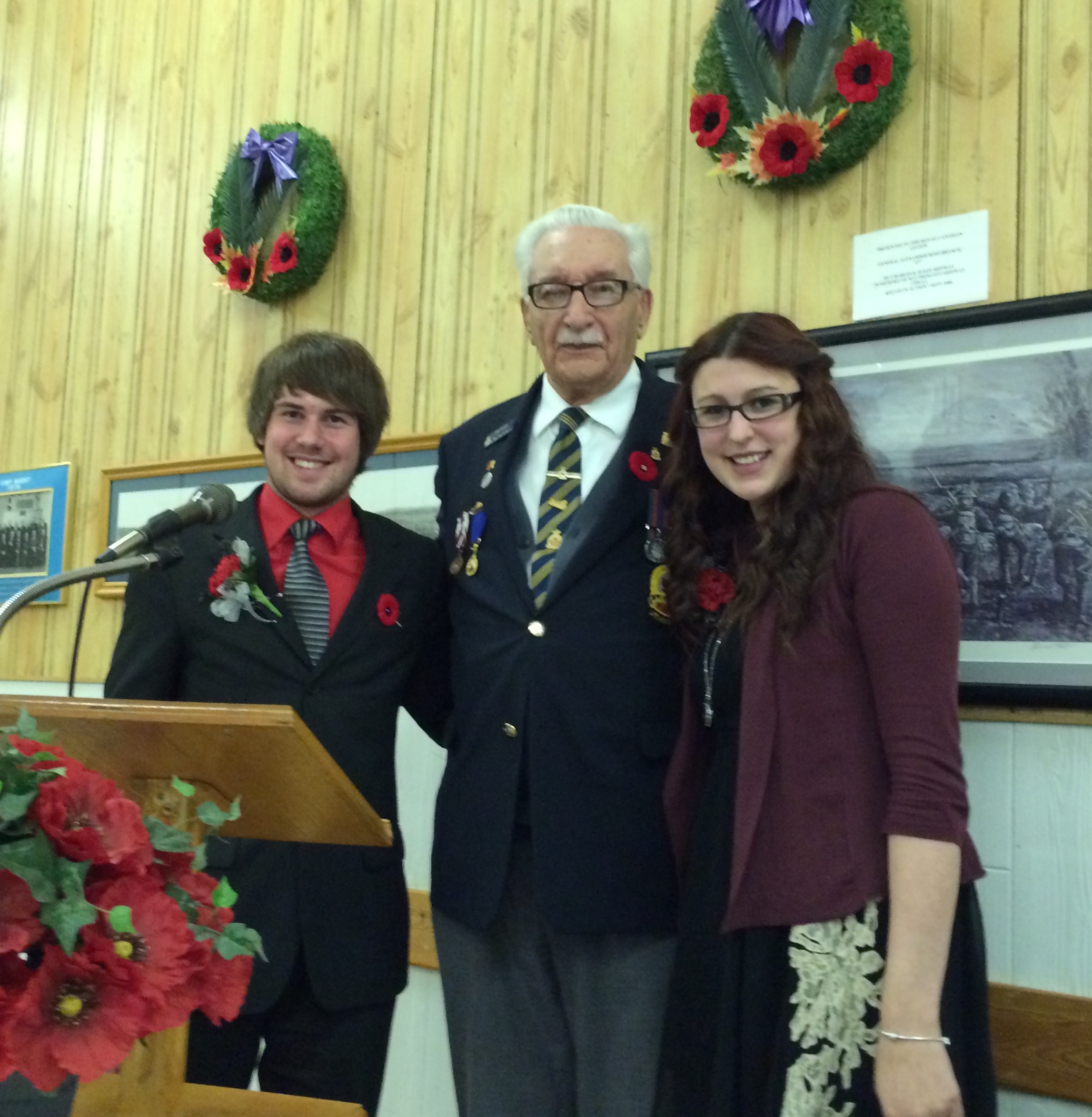 Comrade George Arnold with this years guest speakers. Kennedy Gagne and Caleb Sutter
