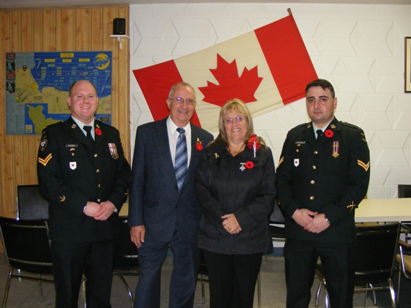 Silver Cross Mother Susan Shipway with her husband Charles and Corporals Mike Pehlivanian and Chris Palahicky. 